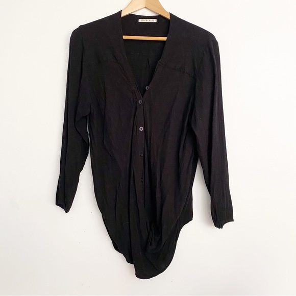 Black Crane Tops - Black Crane Wool Blend Asymmetrical Top Black Medium